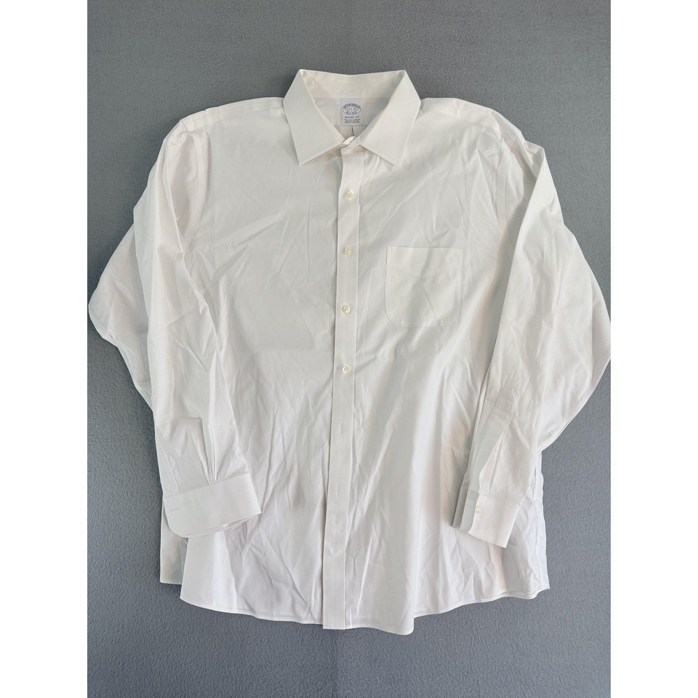 Brooks Brothers Dress Shirt Mens XL 17.5-35 White Non Iron Stretch Supima Regent